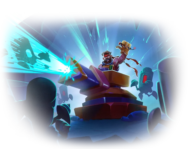 Mine Defender spel scherm met mijnwerker en robots